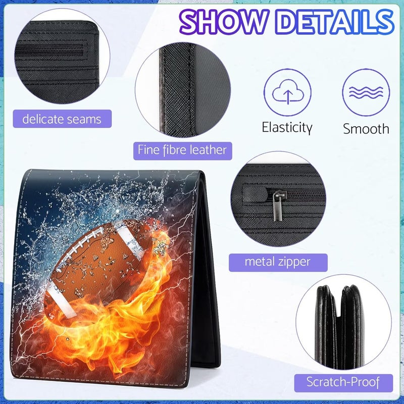 ZHIMEBYE Boys Wallet for Kids, Cool Kids Wallet for Boys Ages 8-10 9-12 11-15, Funny Football Leather Bifold Rfid Blocking, Coin Pocket Id Window for Teen Men Youth Guys Birthday Christmas Gifts - Image 5